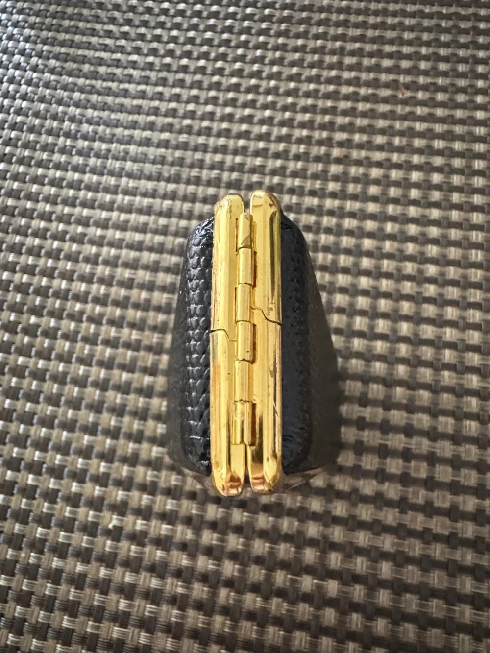 Beautiful Vintage Made In Germany Black Leather and Gold Trim Cigarette Case.